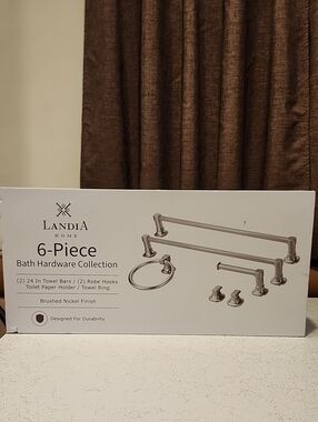 6-Piece Brushed Nickel Bath Hardware Set - Silver